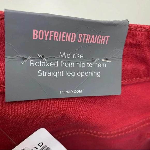 NWT Torrid Boyfriend Straight Vintage Stretch Mid-Rise Denim Jean Red Sz 18 R - Picture 13 of 16